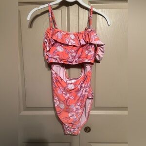 Art Class Coral and Purple Floral Swimwear